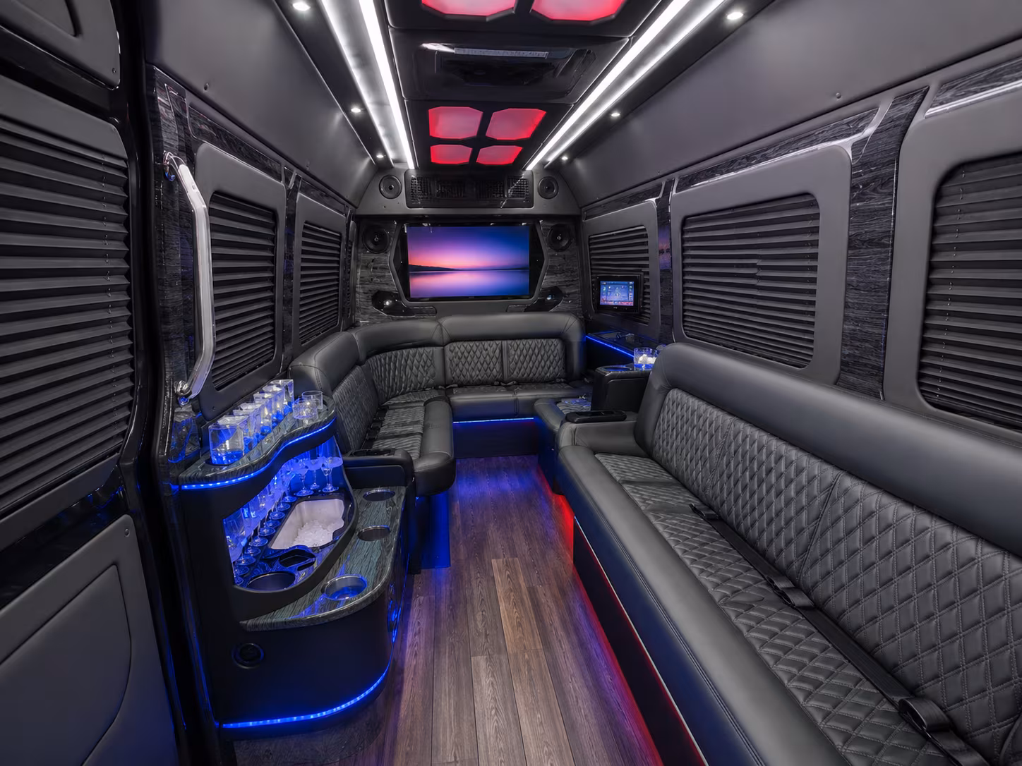 upland 40 passenger party bus inside